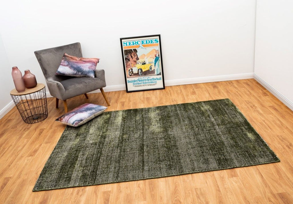 Hand Loomed Art Silk & Wool Hampton Green Area Floor Rug