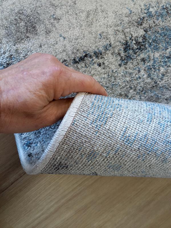 Clearance Hall Runners Madeline Abstract Grey Blue 80cm Wide End of Roll Edged