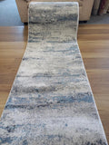 Clearance Hall Runners Madeline Abstract Grey Blue 80cm Wide End of Roll Edged