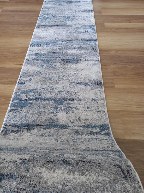 Clearance Hall Runners Madeline Abstract Grey Blue 80cm Wide End of Roll Edged