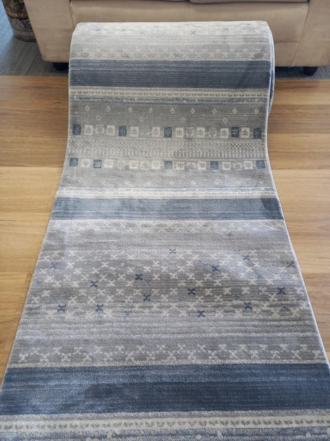 Clearance Hall Runners Gabeh Grey Charm 80cm Wide End of Roll Edged