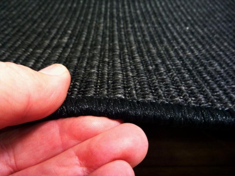 Sisal Look Indoor Outdoor Runner by the Meter Black 80cm 1m or 1.2m Wide Flat-weave