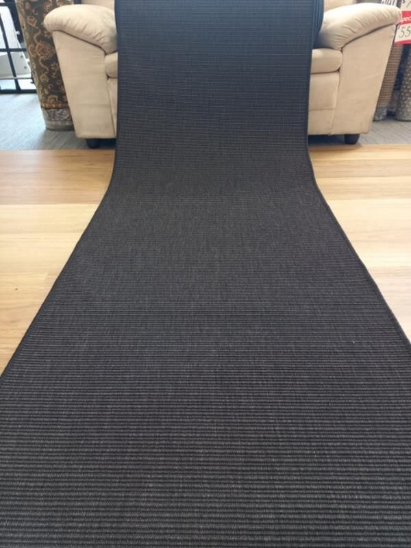 Sisal Look Indoor Outdoor Runner by the Meter Black 80cm 1m or 1.2m Wide Flat-weave