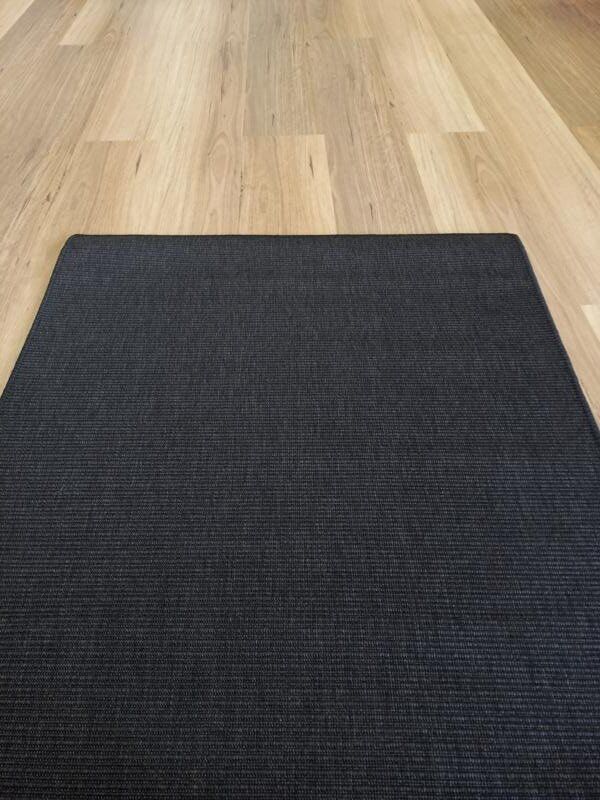 Sisal Look Indoor Outdoor Runner by the Meter Black 80cm 1m or 1.2m Wide Flat-weave