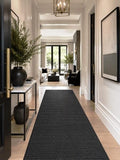 Sisal Look Indoor Outdoor Runner by the Meter Black 80cm 1m or 1.2m Wide Flat-weave