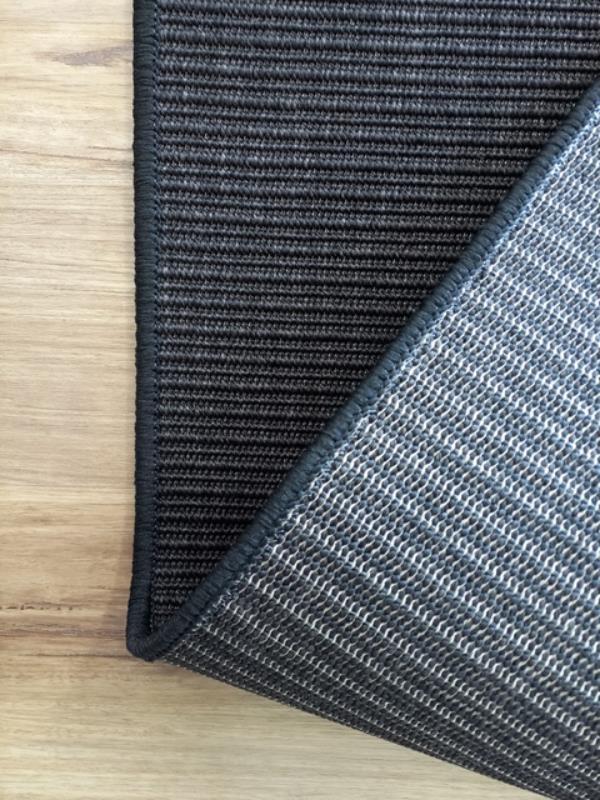 Sisal Look Indoor Outdoor Runner by the Meter Black 80cm 1m or 1.2m Wide Flat-weave