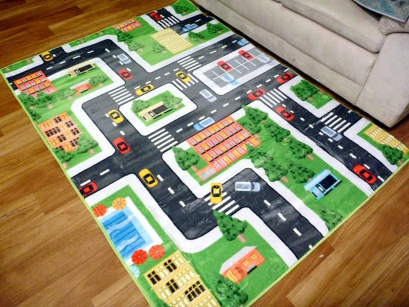 Kids Playmat City Road Life Children's Print 14mm Thick Floor Rug