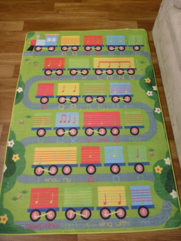 Kids Educational Playmat Train Alphabet Children's Print 14mm Thick Floor Rug