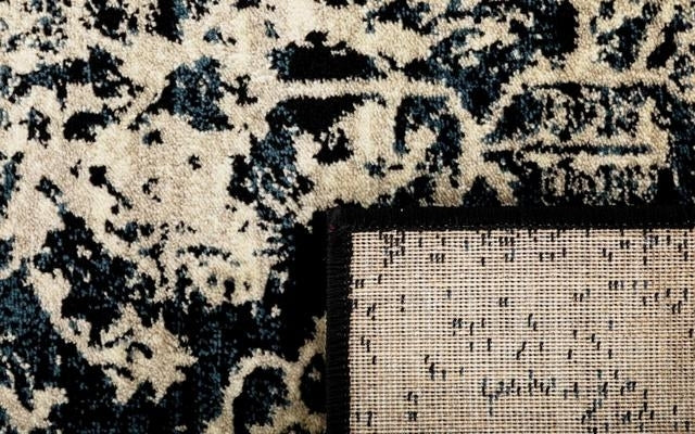 Persian Allover Worn Look Design Black Soft Feel Raffia 11mm Thick Floor Area Rug