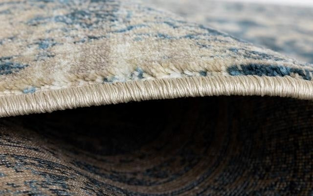 Persian Allover Worn Look Design Navy Soft Feel Raffia 11mm Thick Floor Area Rug