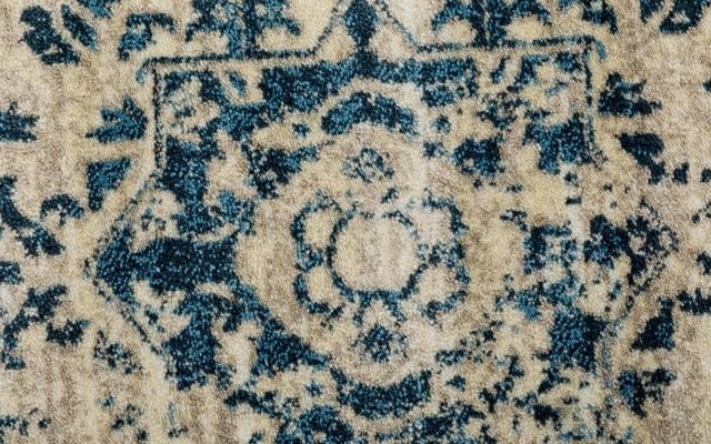 Persian Allover Worn Look Design Navy Soft Feel Raffia 11mm Thick Floor Area Rug