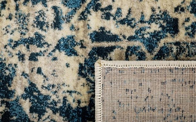Persian Allover Worn Look Design Navy Soft Feel Raffia 11mm Thick Floor Area Rug