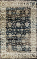 Persian Medallions Worn Look Design Black Blue Soft Feel Raffia 11mm Thick Floor Area Rug