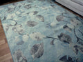Contemporary Leaves Design Blue Brown Soft Feel Raffia 11mm Thick Floor Area Rug