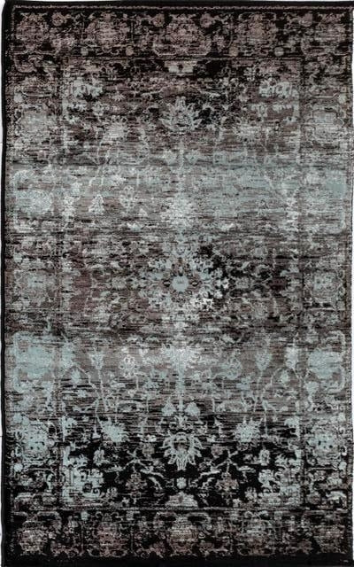 Persian Allover Mirage Look Design Black Sage Soft Feel Raffia 11mm Thick Floor Area Rug