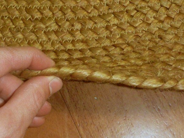Braided Jute Plain Dark Copper Brown Round Circle Floor Rug