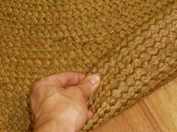 Braided Jute Plain Dark Copper Brown Round Circle Floor Rug
