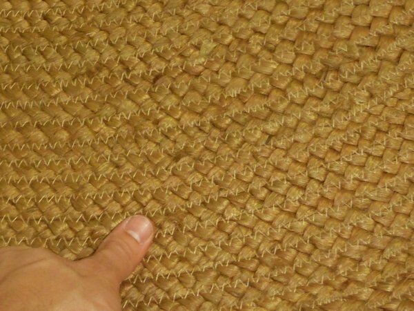 Braided Jute Plain Dark Copper Brown Round Circle Floor Rug