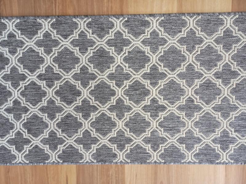 Rubber Back Hall Runner Flat-weave Gest Shaded Grey 67 or 80cm wide Moroccan by the Meter
