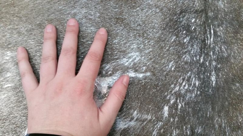 Cowhide Rugs Silver Metallic on Mocha Base AAA Grade High Quality Large