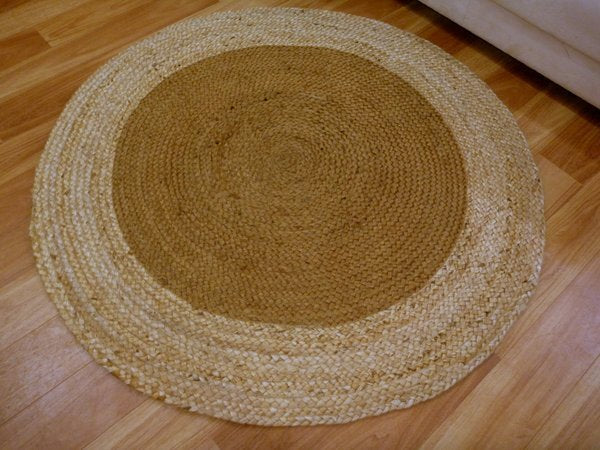 Braided Jute Target Brown Round Circle Floor Rug