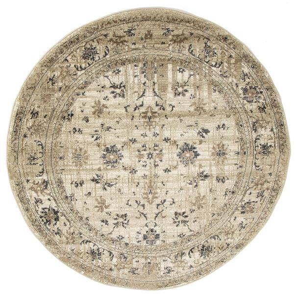 Persian Round Rugs Wash Design Chorus Beige Allover Soft Feel