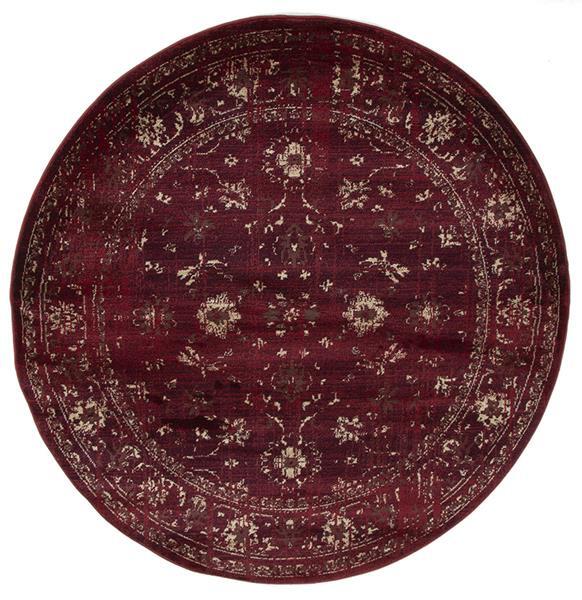 Persian Round Rugs Wash Design Chorus Burgundy Allover Soft Feel
