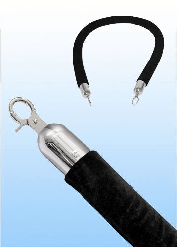 Velvet Rope Silver Hook End 32mm x 1.5M For Bollard Queue Stanchion Red Blue White or Black