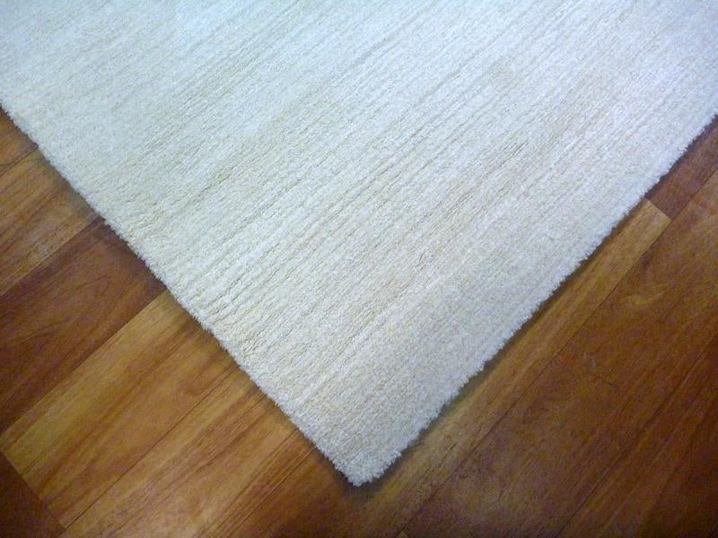 Contemporary Vogue Lush Pile Low Sheen Ivory Plain Floor Area Rugs