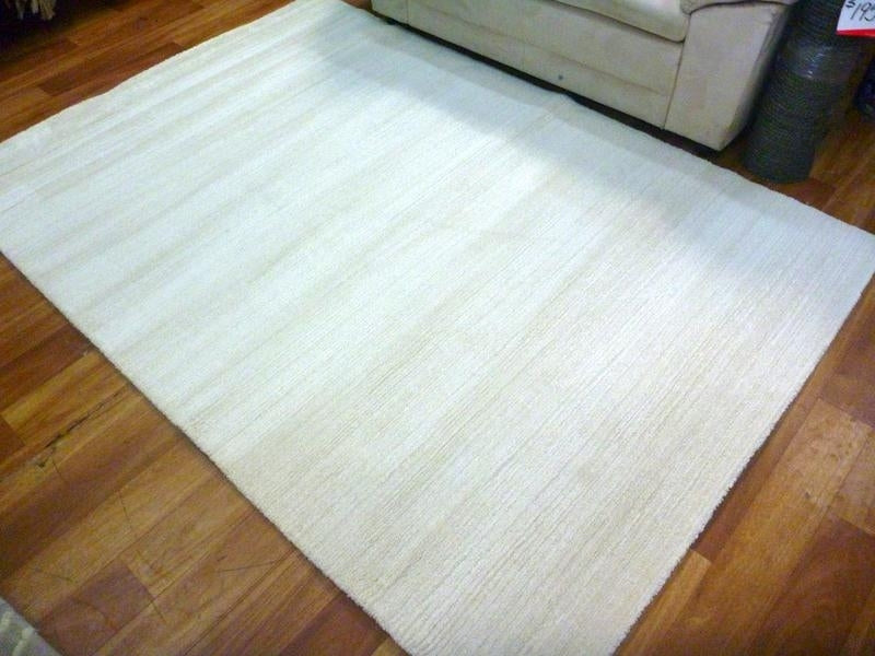 Contemporary Vogue Lush Pile Low Sheen Ivory Plain Floor Area Rugs