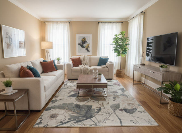 Aurora Floral Multi Contrast Modern Design Soft High Quality Floor Area Rugs