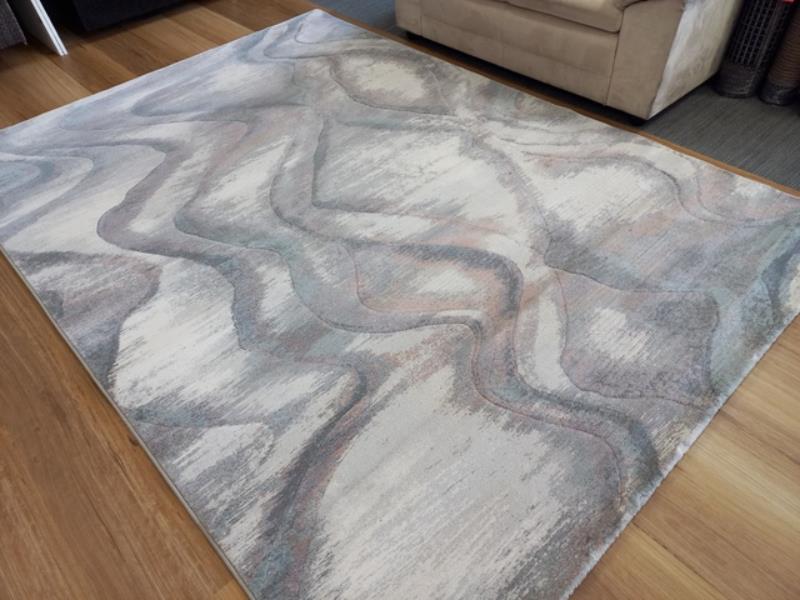 Aurora Pastel Waves Grey Pink Multi Modern Design Soft High Quality Floor Area Rugs