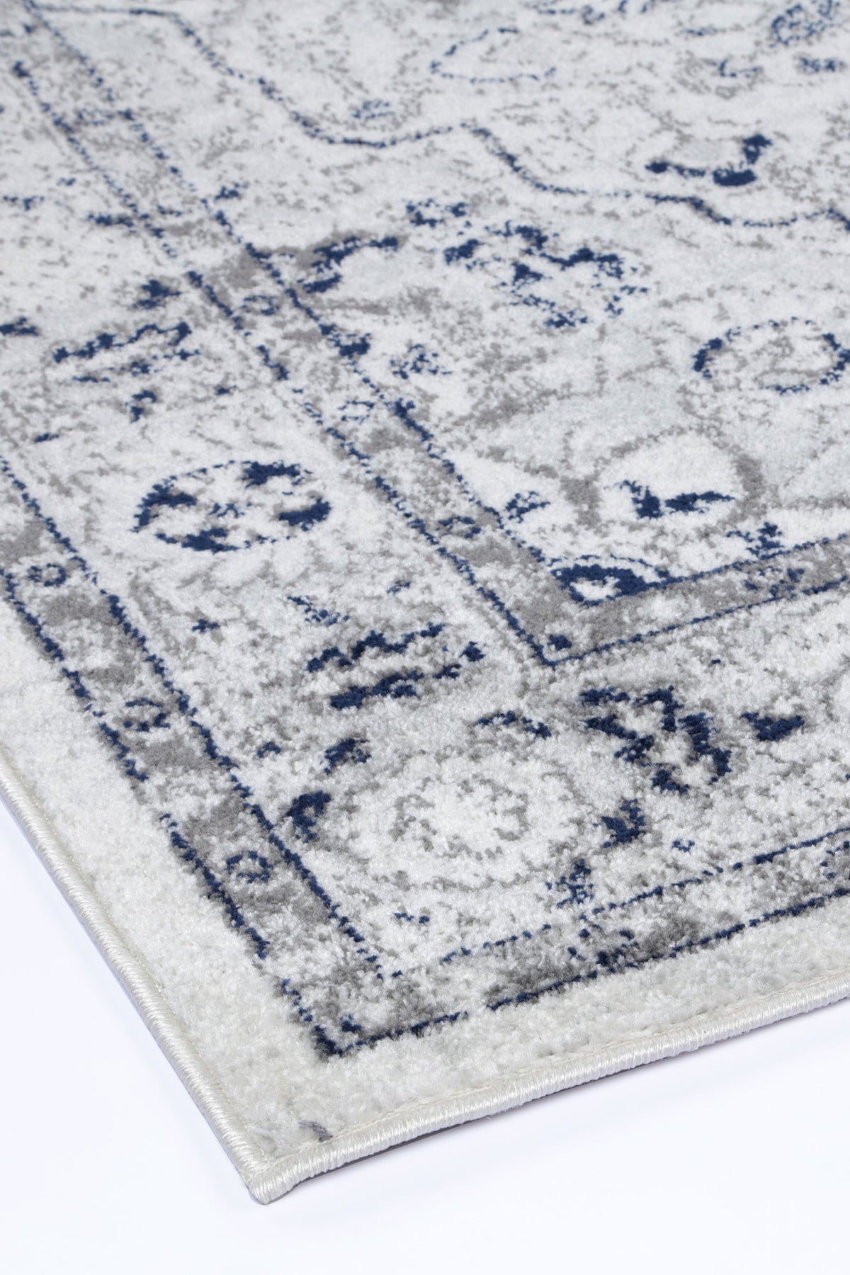 Provence Vallonnet Cream Navy Floral Rug - PROV23