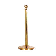Gold Sphere Bollard Stand Queue Barriers Crowd Control