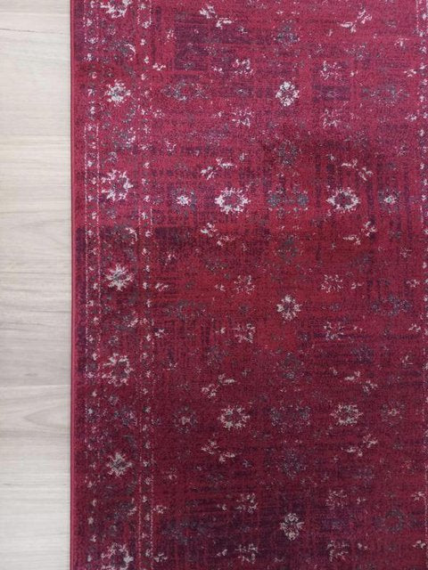 Clearance Hall Runners Chorus Burgundy Allover 80cm Wide End of Roll Edged