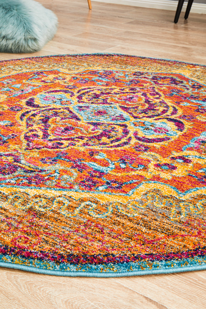 Radiance 422 Tangerine Round Rug