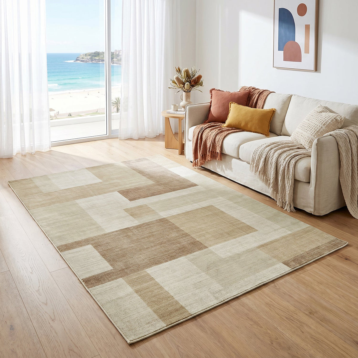 Revive Jaye Beige Washable Rug