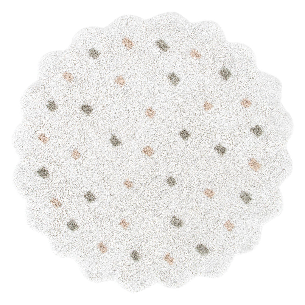 Mellow Round Scalloped Kids Rug White & Multi: New Arrival