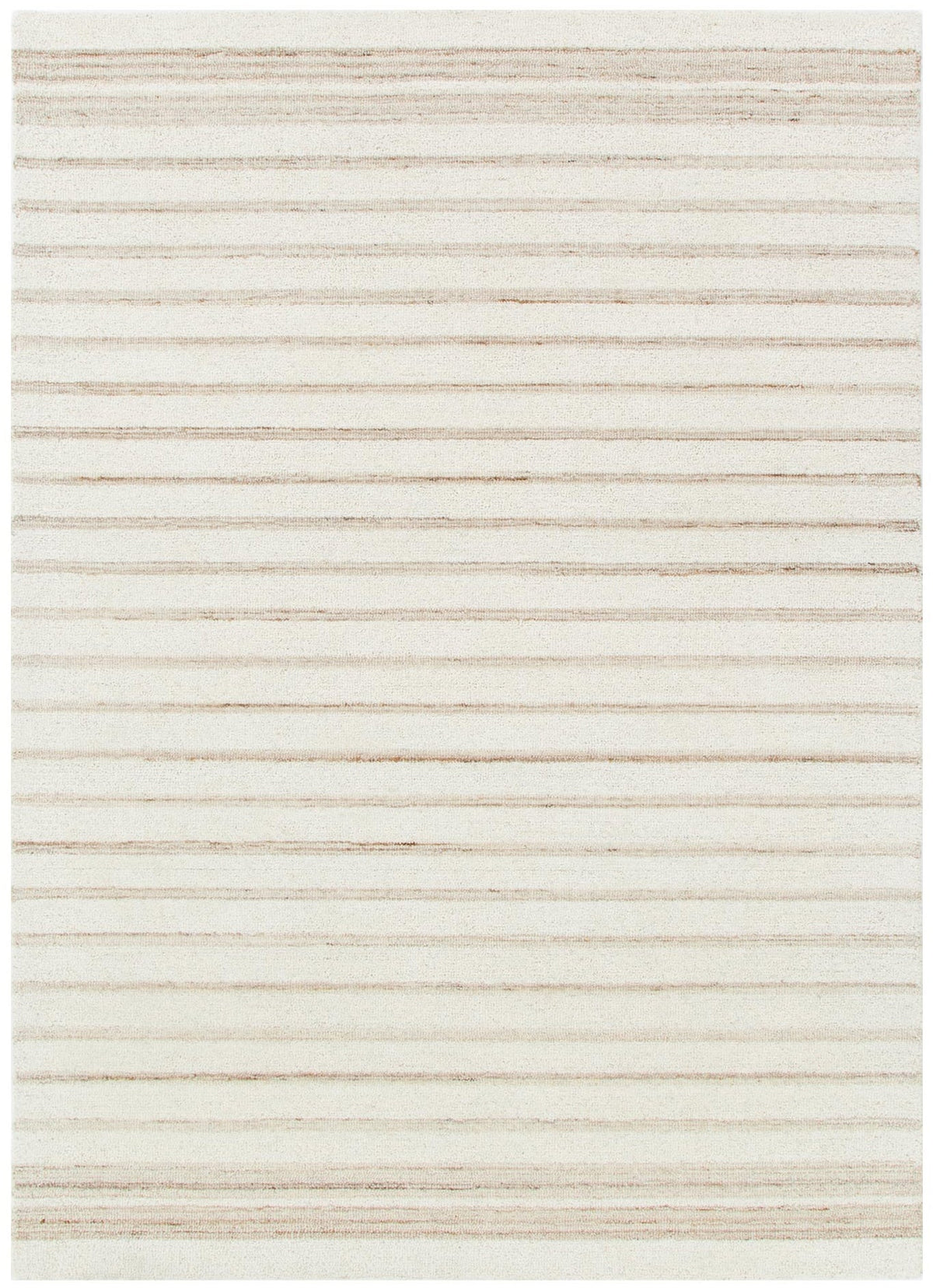 Praia Stripes Ivory Beige Wool Rug