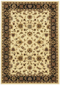 Sydney Collection Classic Rug Ivory With Black Border