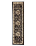 Sydney Medallion Runner Black With Ivory Border Runner Rug