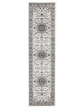 Sydney Medallion Runner White With Beige Border Runner Rug