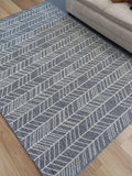 Flat-weave Gest Shaded Grey Herringbone Rubber Backed Floor Rugs Runner & Door Mats