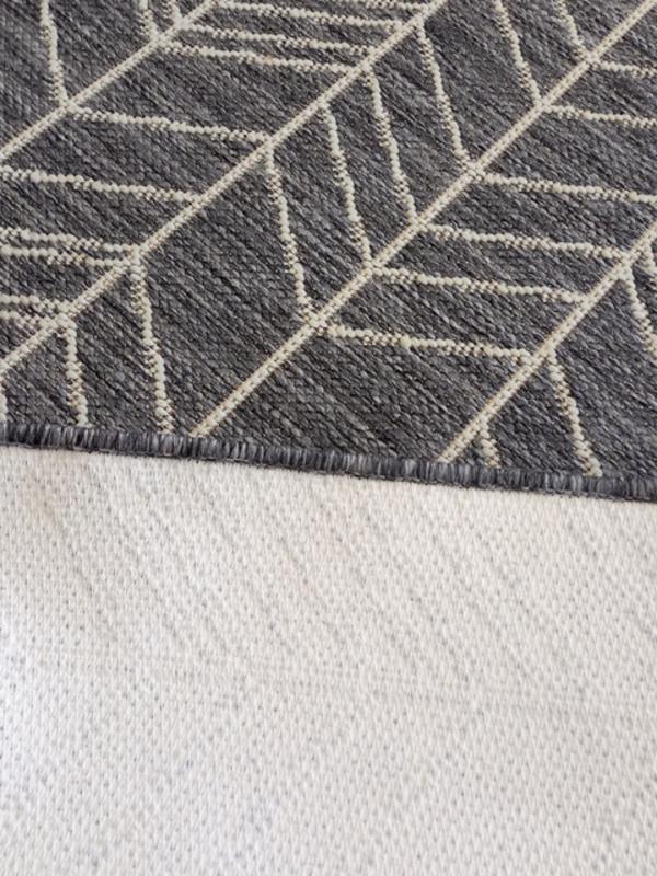 Flat-weave Gest Shaded Grey Herringbone Rubber Backed Floor Rugs Runner & Door Mats