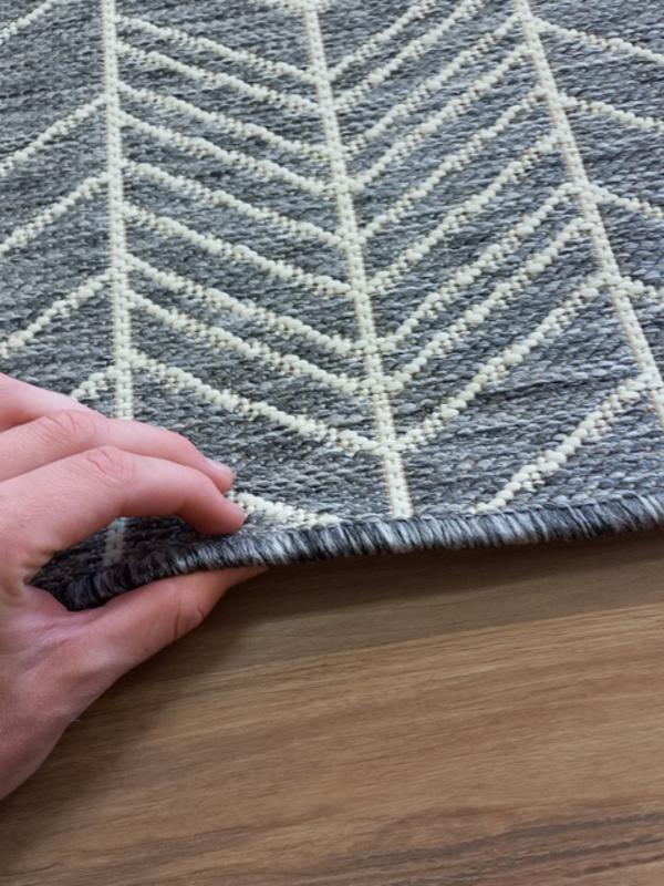 Flat-weave Gest Shaded Grey Herringbone Rubber Backed Floor Rugs Runner & Door Mats