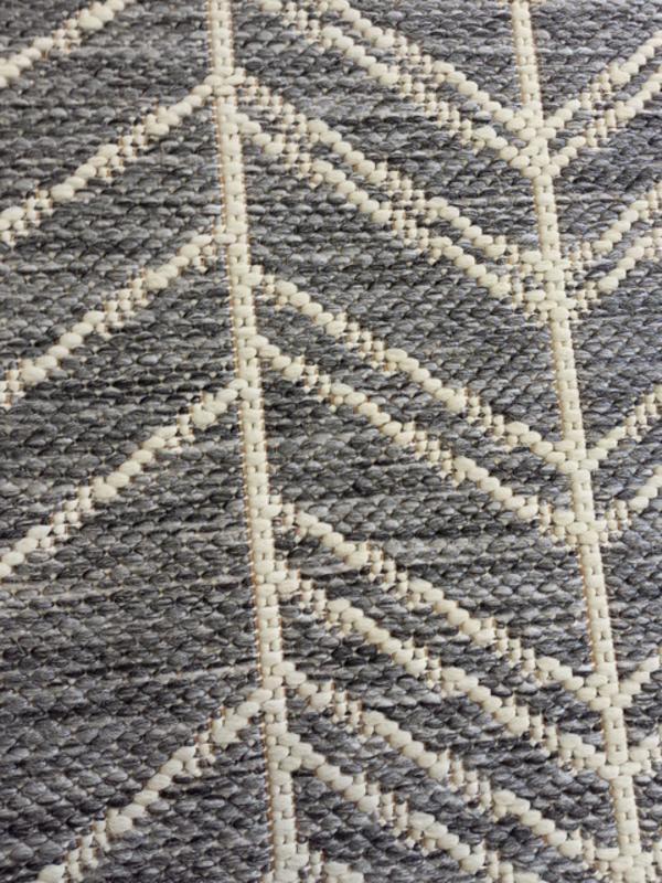 Flat-weave Gest Shaded Grey Herringbone Rubber Backed Floor Rugs Runner & Door Mats