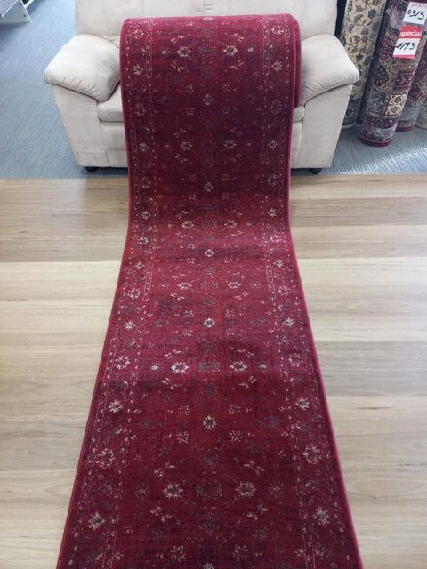 Clearance Hall Runners Chorus Burgundy Allover 80cm Wide End of Roll Edged