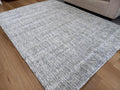 Soft Fine Wool & Viscose Textured Handwoven Cream Dark Grey Area Rug 13mm Thick