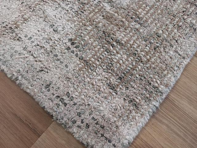 Soft Fine Wool & Viscose Textured Handwoven Taupe Area Rug 13mm Thick