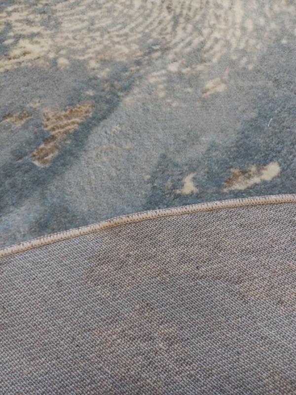 Transitional Design Coastal Cream Light Blue Area Rugs and Circle